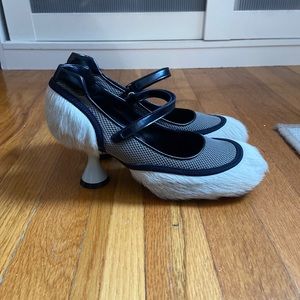 Marni fur leather pumps